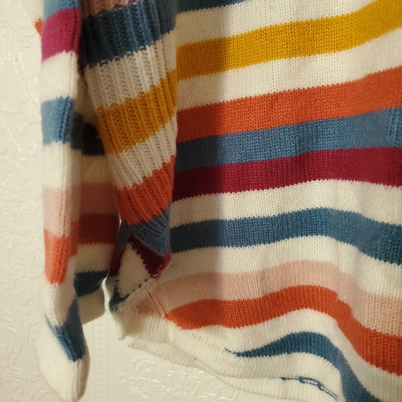 Westbound woman 1X striped colorful rainbow sweater sweatshirt top - Picture 10 of 13